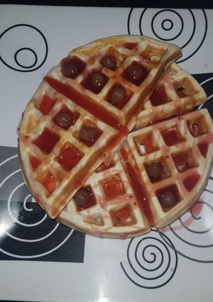 Una foto de Wafler con crema de frutilla..🍓🍓