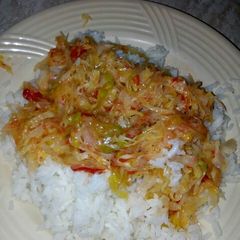 A picture of Rice and cabbage.