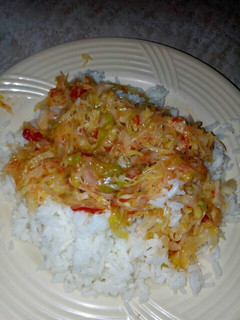 A picture of Rice and cabbage.