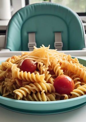 Una foto de Fusilli con salsa de vegetales, para bebés