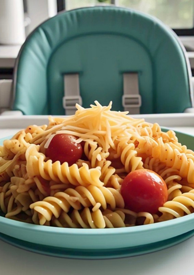Una foto de Fusilli con salsa de vegetales, para bebés