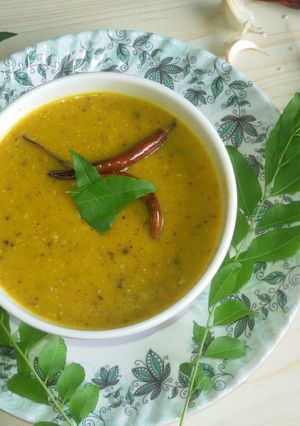 A picture of Moong dal mango curry.