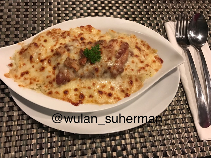 Cara Gampang Membuat Chicken baked rice with cheese, Lezat Sekali