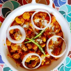 A picture of Soya chunks curry recipe.