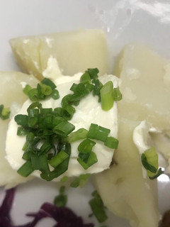 Una foto de Papas con queso crema