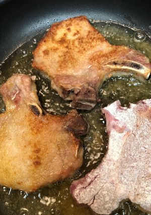 A picture of Pan fried pork chops.