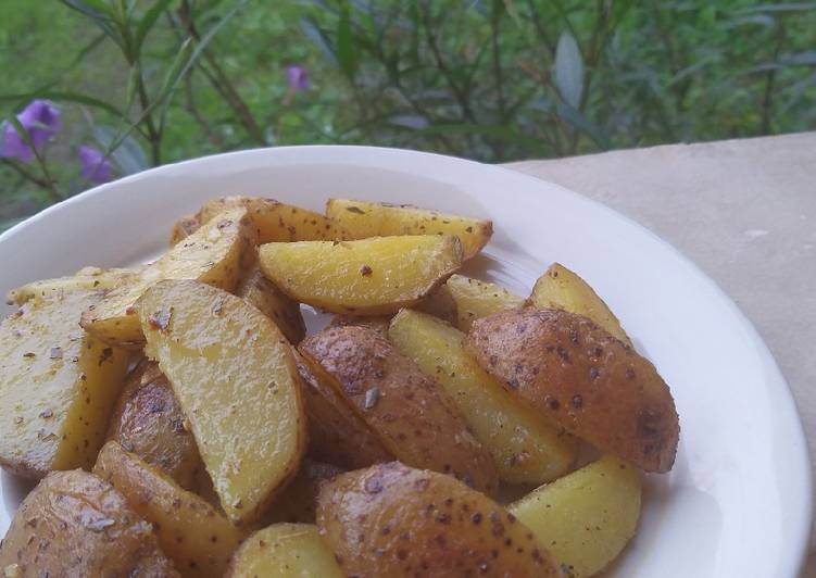 Potato wedges panggang teflon