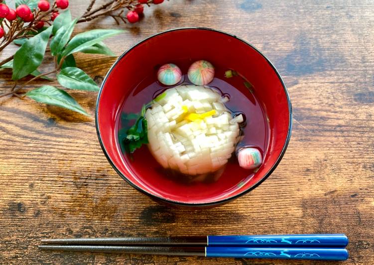 Homemade Japanese Radish Soup and Pickles (chrysanthemum)