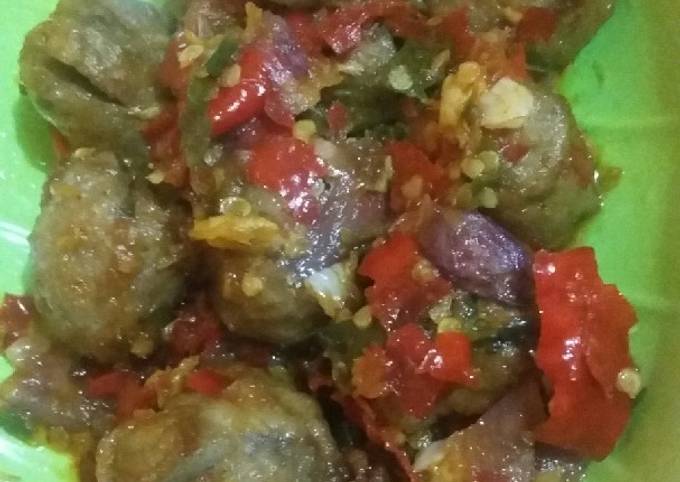 Balado bakso sapi