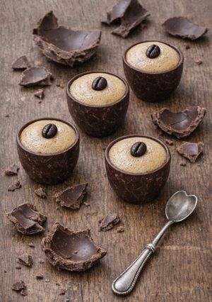 Foto di Tazzine di Cioccolato Riciclate dall' Uovo di Pasqua con Mousse Senza Zucchero