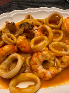 Una foto de Calamares con gambones en salsa americana con robot Moulinex iCompanion Touch XL