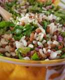 Arroz con lentejas y lechuga