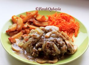 Foto resep Russian Beef Cutlet with Onions & Mushrooms sauce