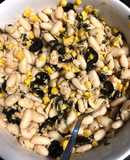 Ensalada de alubias y vinagreta de albahaca