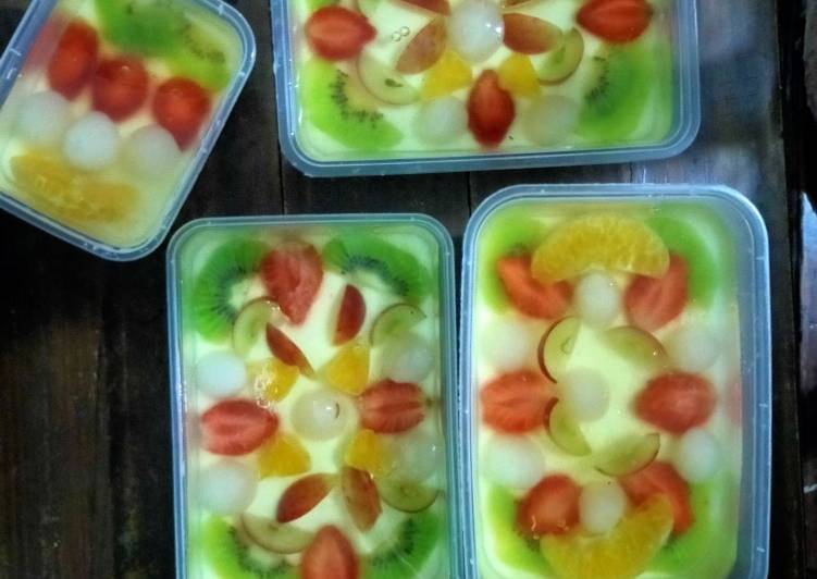 Bumbu Puding susu buah | Langkah Membuat Puding susu buah Yang Enak dan Simpel