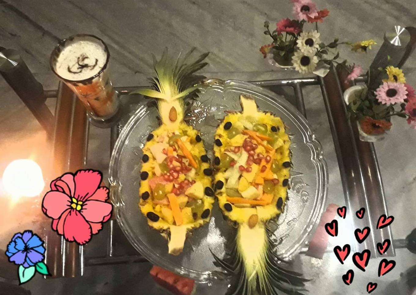 Russian salad and Zuccini banana choconut shake