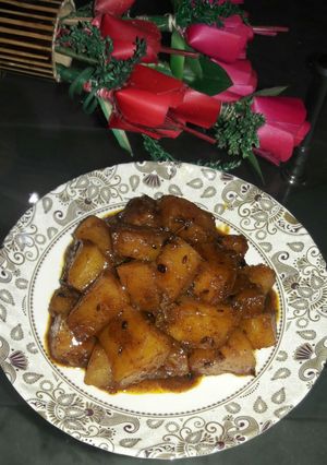A picture of Sweet and tangy flavoured pumpkin dish.