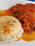 Pollo al jugo con arroz graneado