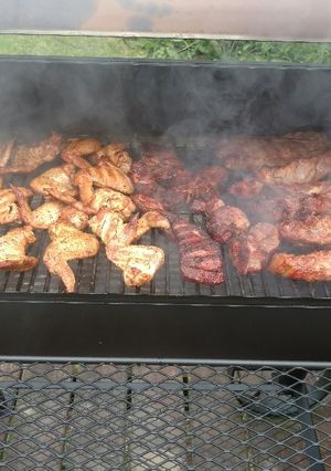 A picture of SMOKED Chicken Wings and Country Style Ribs 😋.
