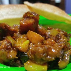A picture of Poori with Pumpkin bhaji.