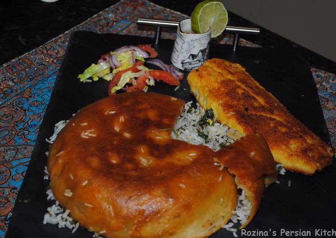 Easiest Way to Make Award-winning Persian herbed rice with fish (Sabzi polow mahi) for Iranian new year (Nowruz)