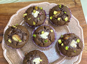 A picture of Double chocolate banana cupcake.