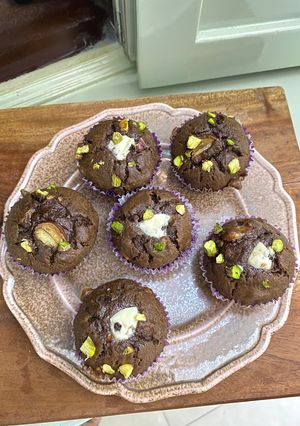 A picture of Double chocolate banana cupcake.