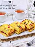02. Sandwich pumpkins bread with vegetable floss (roti lapis labu isi Abon Vegan sayuran)