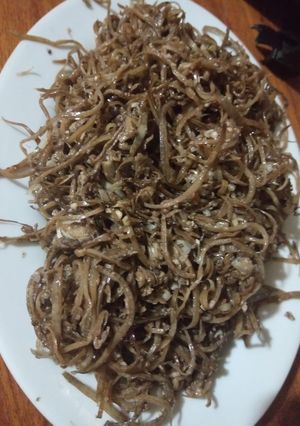 Hình của món Hoa chuối xào mẻ non.