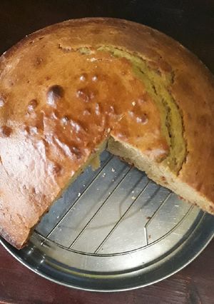A picture of Banana-Caramel-Vanilla Cake #4wkschallenge#wheatflourrecipe#.