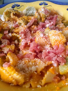 Una foto de Pasta con salsa de cebolla, puerro y zanahoria