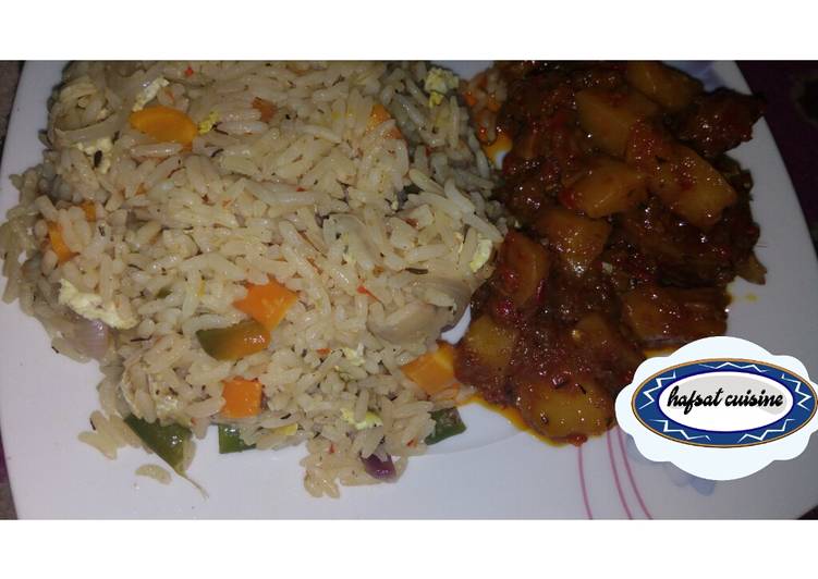 White jollof rice with potato sous