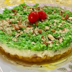 A picture of Boondi Firni Kalakand Cake.