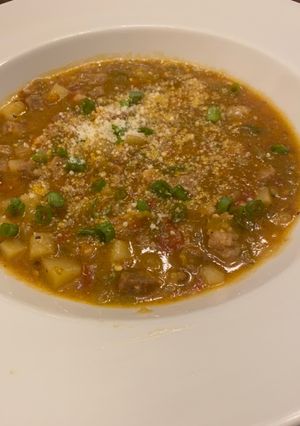 A picture of Denver Pork Green Chili Stew.