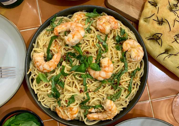 Recipe of Homemade Shrimp Aglio Olio