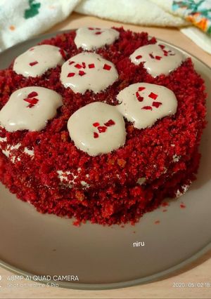 A picture of Dalgona Coffee Red Velvet Cake.