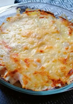 Rakott krumpli szalámival recept fotója