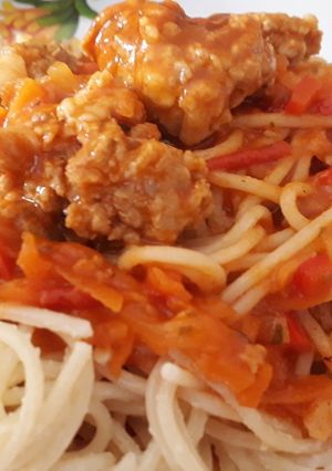 Una foto de Spaghetti con salsa de chorizo