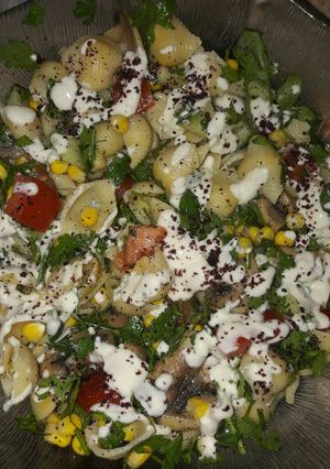 صورة لوصفة سلطة المعكرونة بطريقتي 🍅🌽