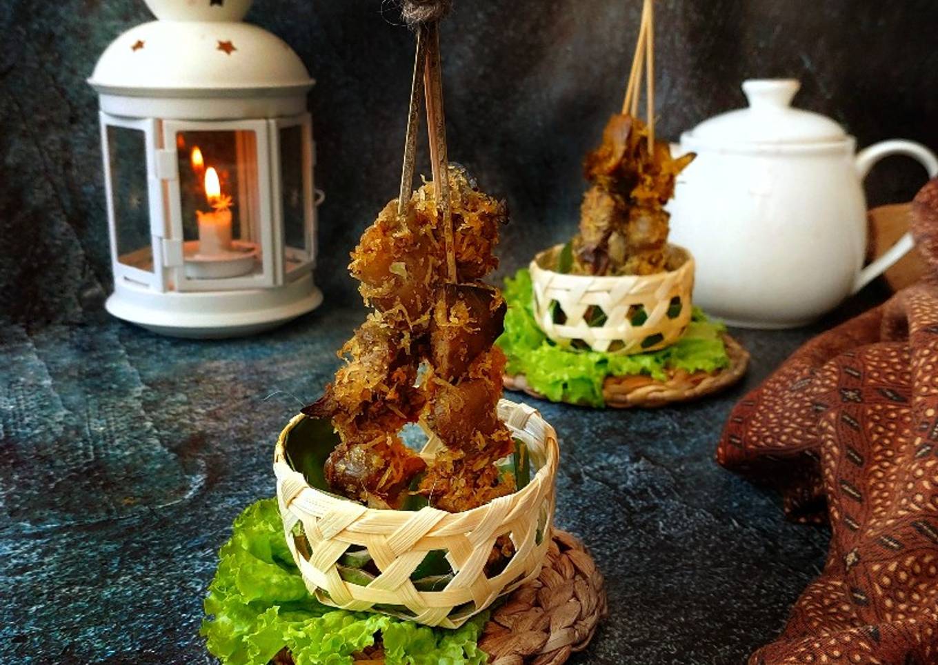 Sate rempelo Ati bumbu kelapa