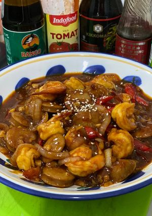 Foto resep Udang Sosis Asam Manis