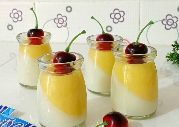 Pudding mangga lapis susu