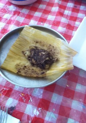 Una foto de Tamal de mole con pollo para la Candelaria
