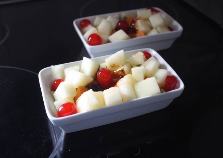 Melón con boniato y cerezas