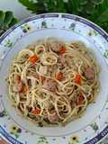 Spaghetti Aglio e Olio with Sausages