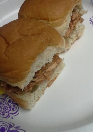 A picture of Spicy Barbecue Tuna salad sloppy sliders.