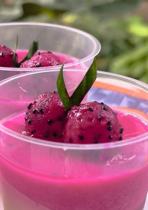 Foto resep Puding susu buah naga