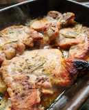 Chuletas con miel, mostaza y romero