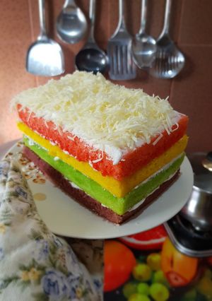 Foto resep Rainbow cake kukus