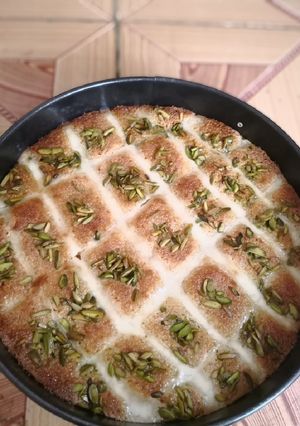 صورة لوصفة بسبوسة الكاروهات